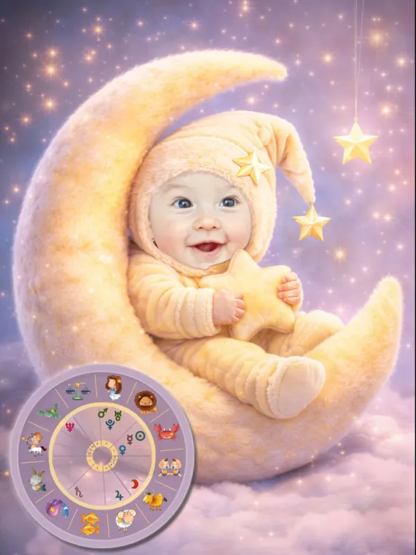Photo horoscope, child in yellow