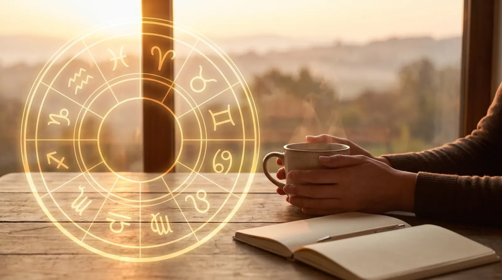 Tasse Tee am Fenster im Morgenlicht