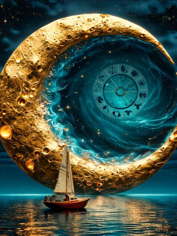 Sailing ship in the moon